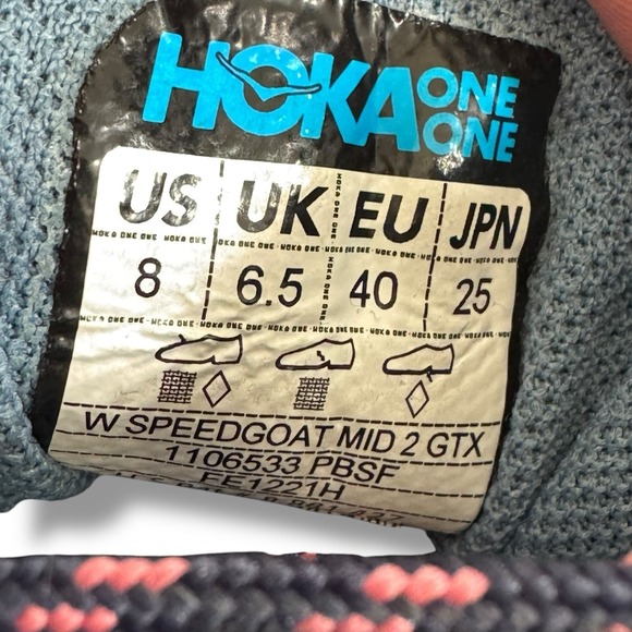 HOKA One One Speedgoat Mid 2 GTX 1106533 Women's Sz 8 Mid Cut GORE-TEX Vibram - Picture 15 of 15